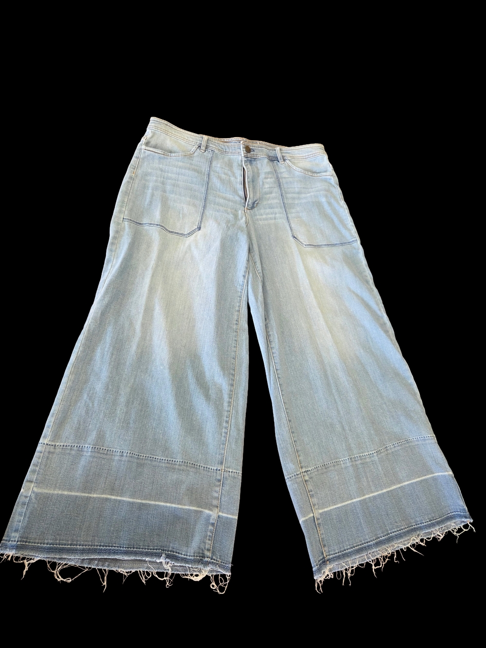 New York & Company Light Blue Wide-Leg Cropped Jeans